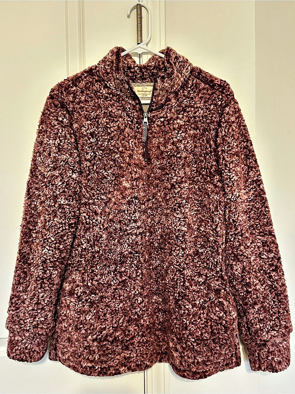 Weatherproof Teddy Fleece Half-Zip Jacket in Purple/Maroon - Like New